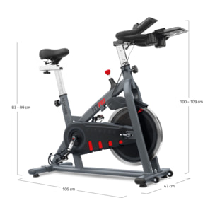 Bicicleta indoor FITFIU disco inercia 18kg pulsometro y soporte movil