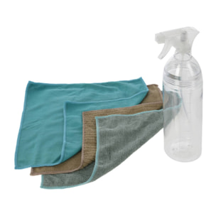 Well home botella de spray de 750ml con 3 paños de microfibra de 30x30cm