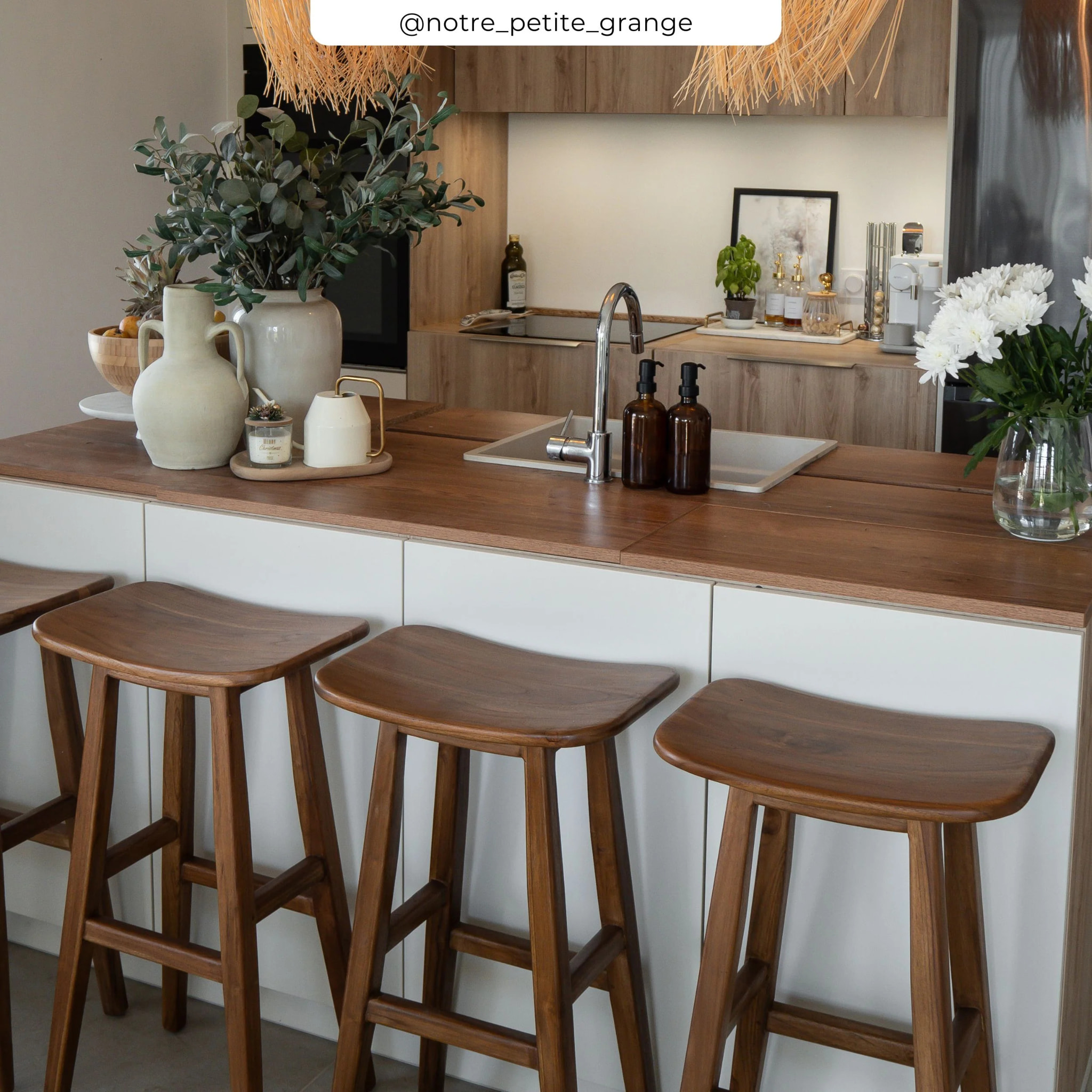 Tabouret de bar en bois de teck 77 cm - Vittoria