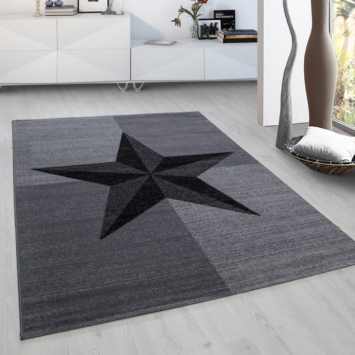 PLUS - Tapis à poils courts étoile gris - PLU8002GRI