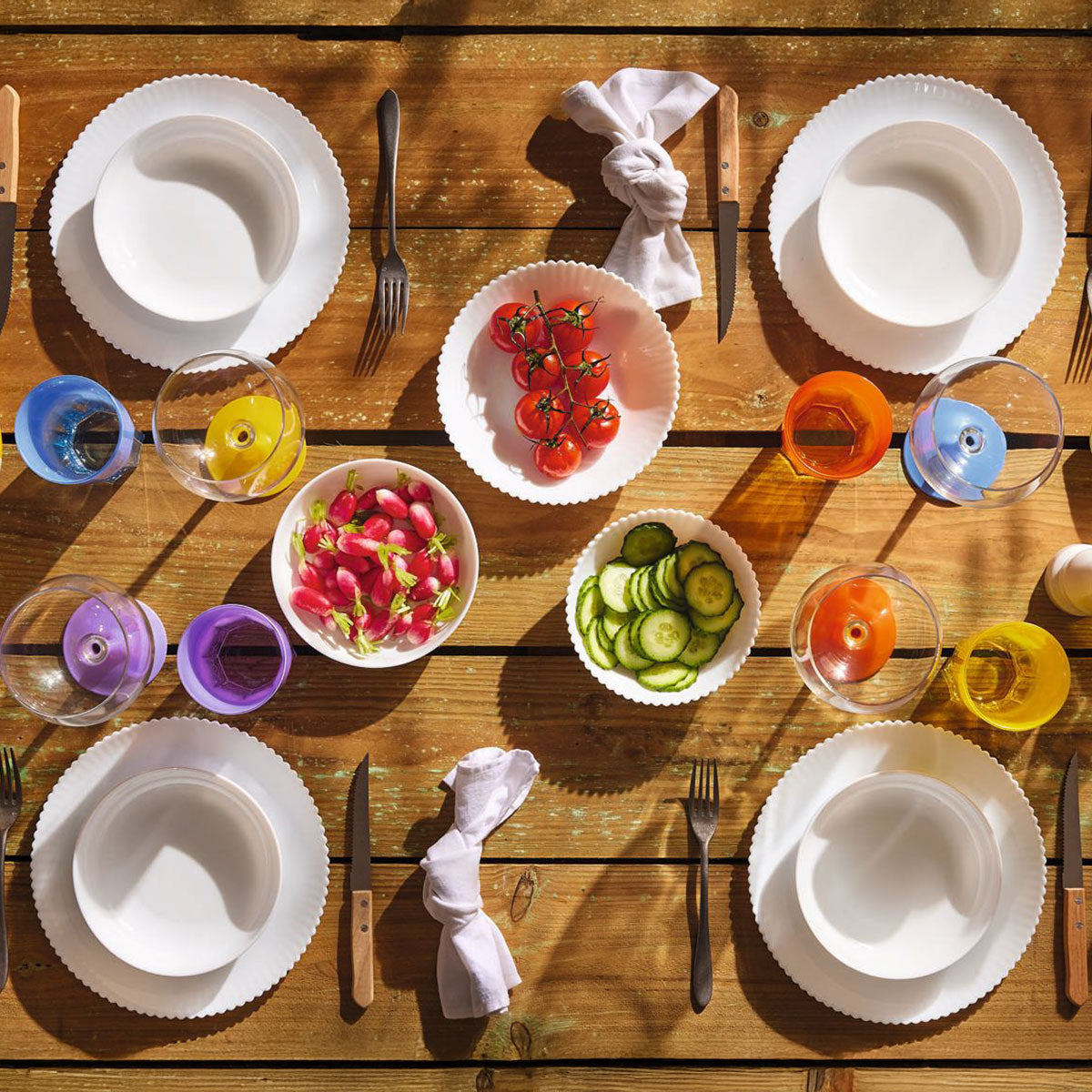 6 assiettes plates blanches 25 cm Bloom - Luminarc