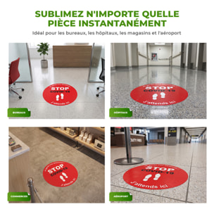 Sticker Sol avec laminat de Protection en Plastique Anti-dérapant | Stickers adhésif Sol - SOL STOP COVID-19 - 1 sticker