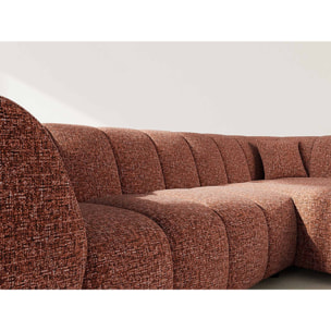 Curtis - canapé d'angle droit 4 places avec accoudoir en tissu texturé - Terracotta