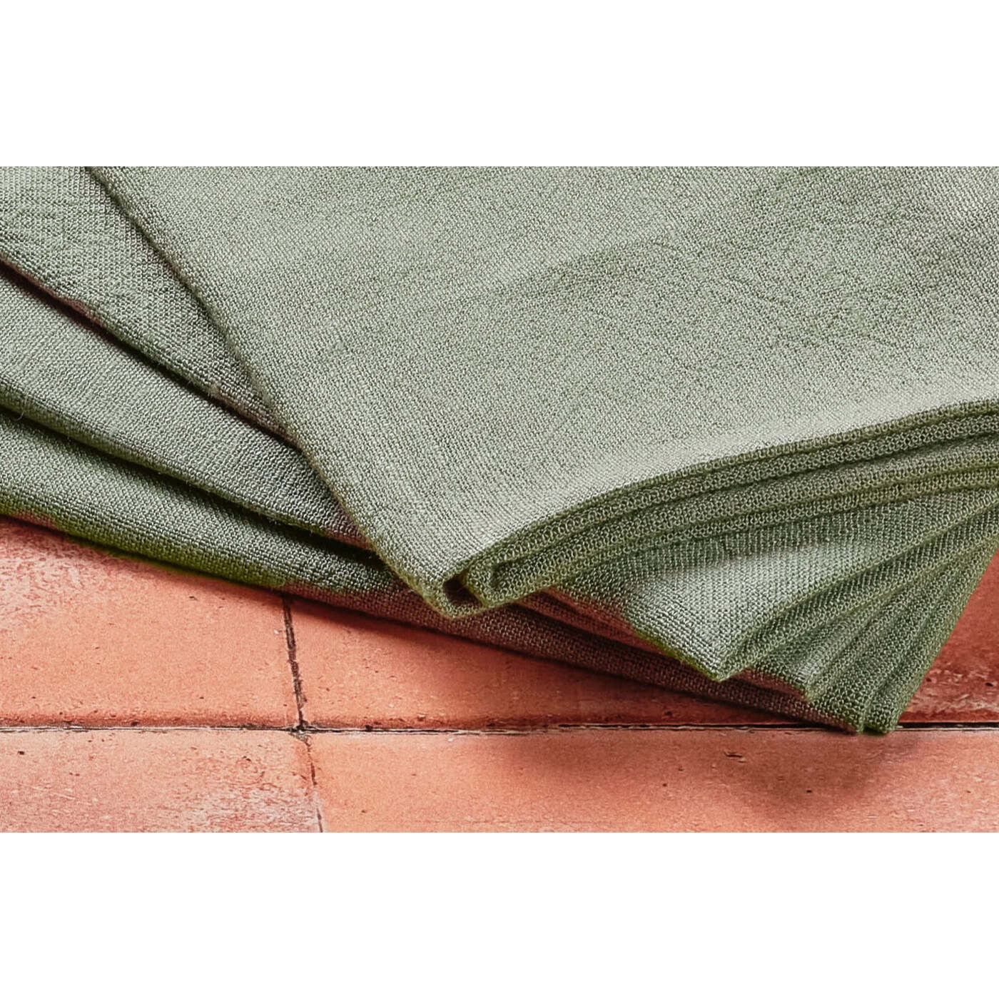 Serviette de table - 6 pièces - Lin et coton vert de gris