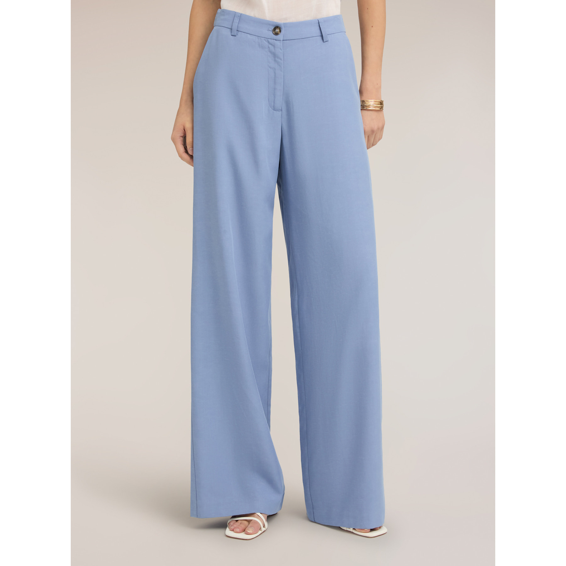 Motivi - Pantaloni palazzo in misto lino - Azzurro