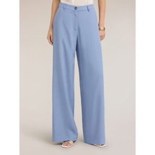 Motivi - Pantaloni palazzo in misto lino - Azzurro