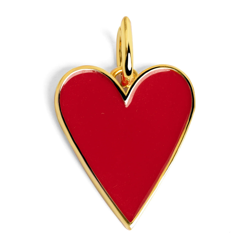 Charm Lovely Heart Red Enamel Placcato Oro