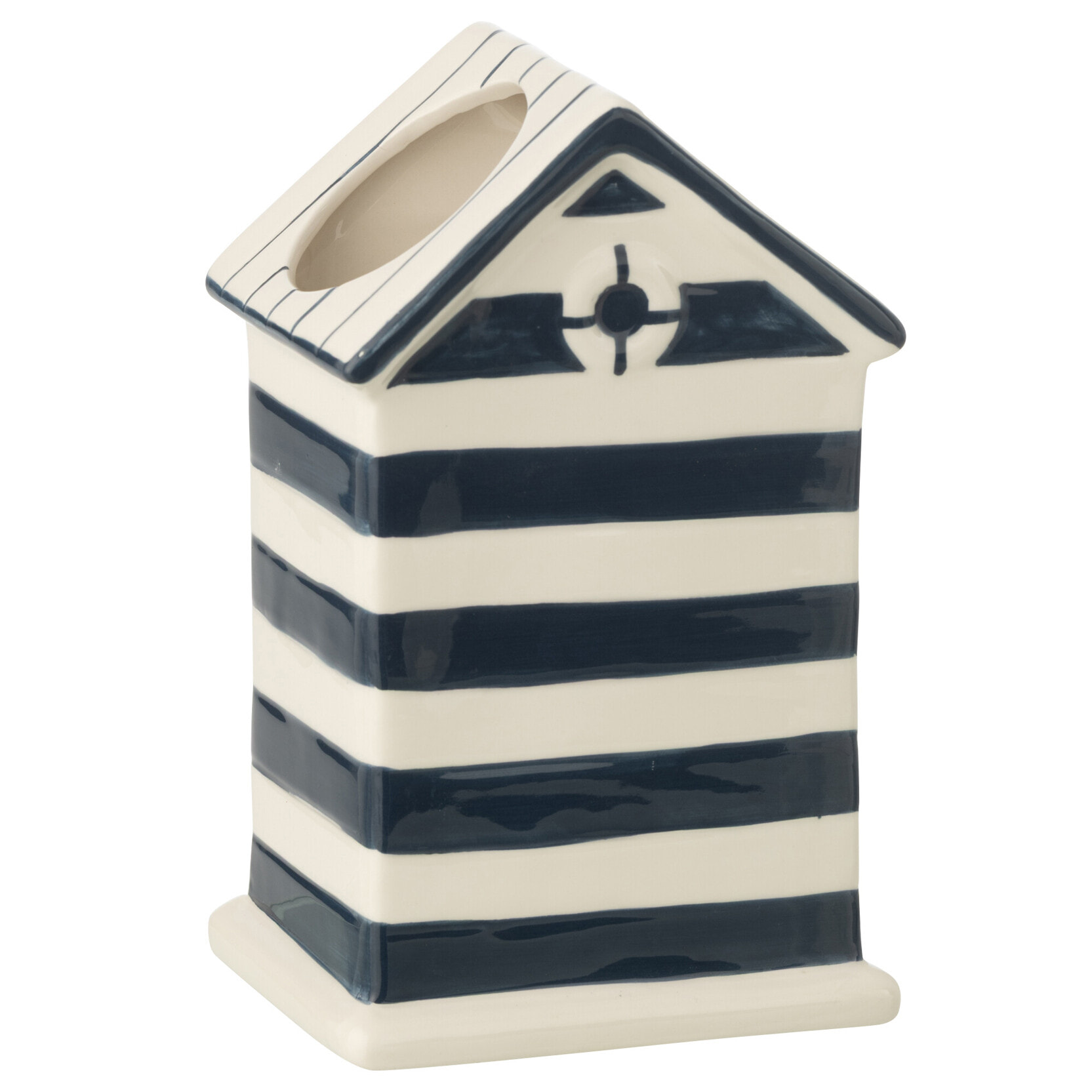 J-Line Cache-Pot Beach House - porcelaine - bleu/blanc - large