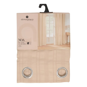 Voilage Noa motif rayures plissées140x240cm beige