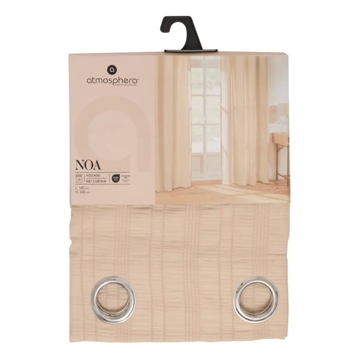 Voilage Noa motif rayures plissées140x240cm beige