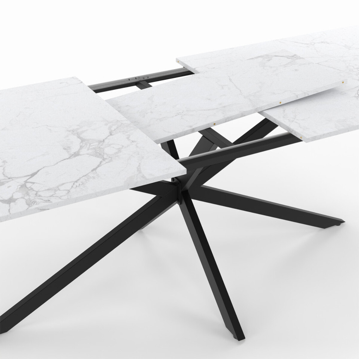 Table à manger extensible Spider 200-240cm effet marbre blanc et noir
