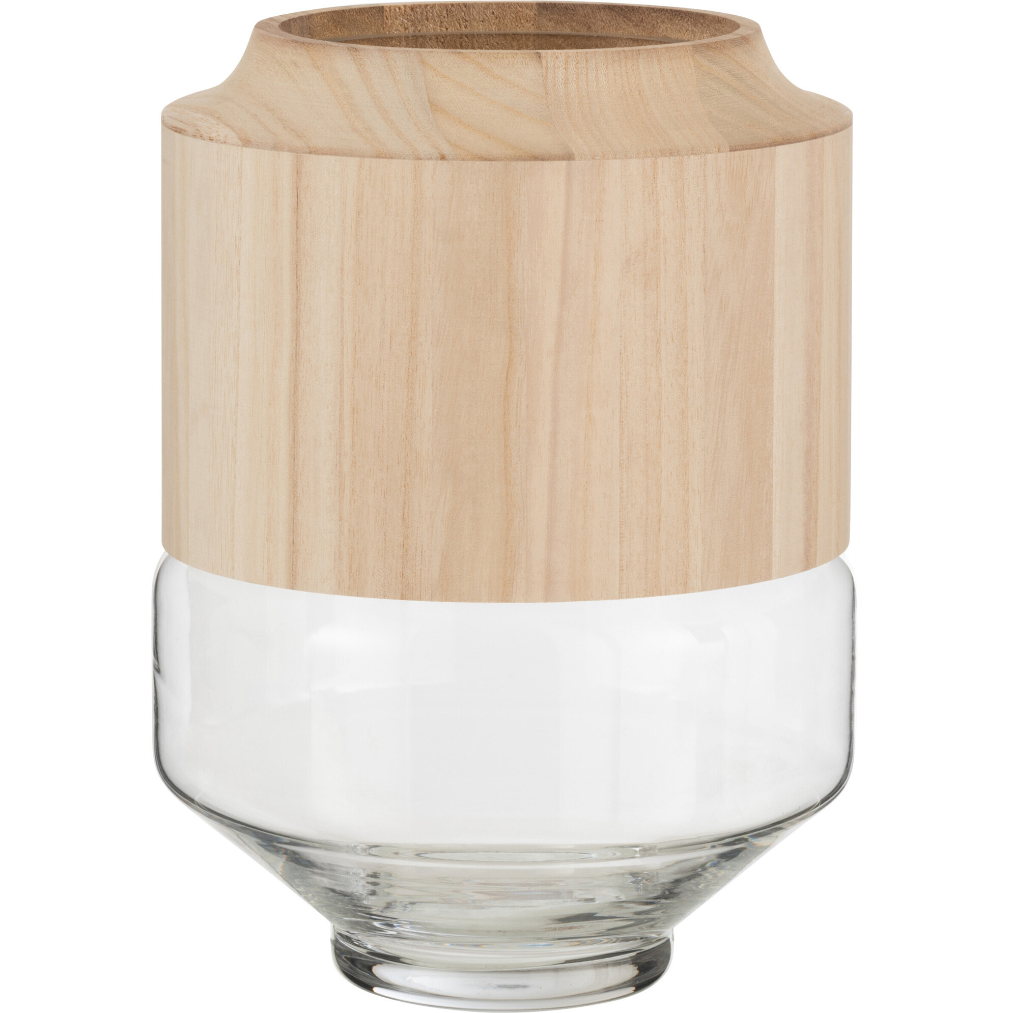 J-Line vase Rond Haut - bois/verre - marron clair - large - 30.5 cm de hauteur