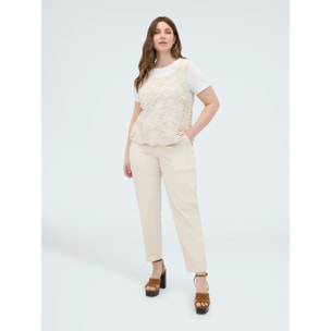 Fiorella Rubino - T-shirt con top crochet - Beige