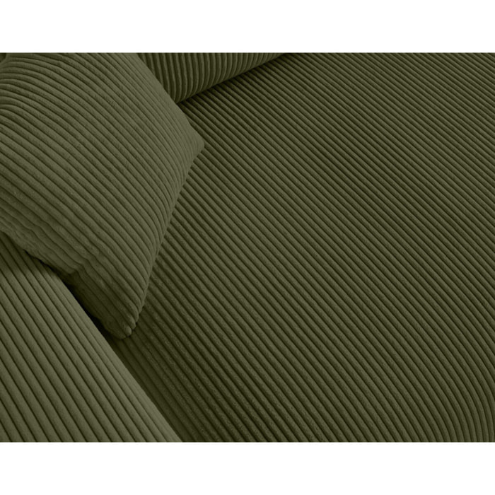 Garance - canapé droit 3 places - en velours côtelé - Vert