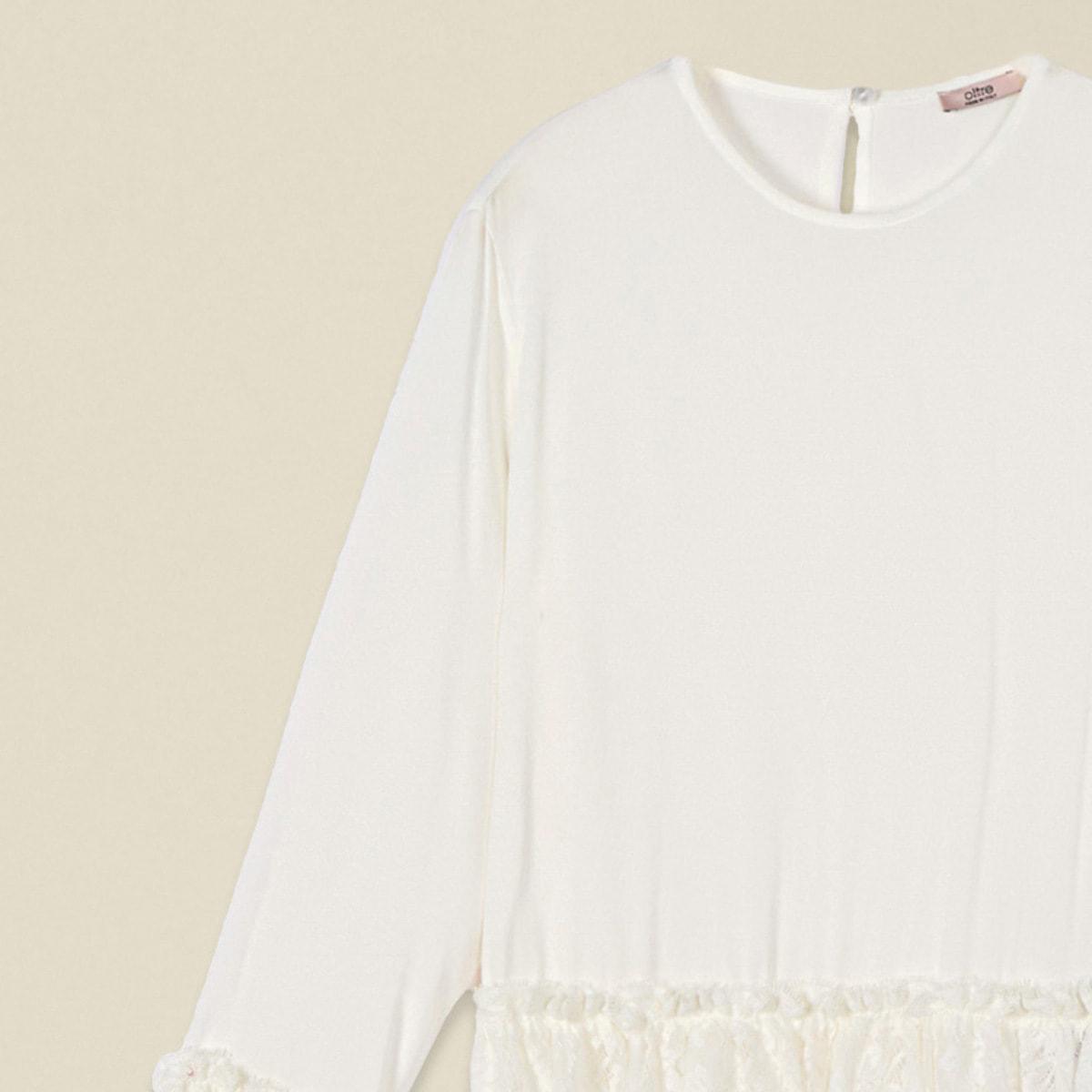 Oltre - Blusa de viscosa con detalles de encaje - Blanco