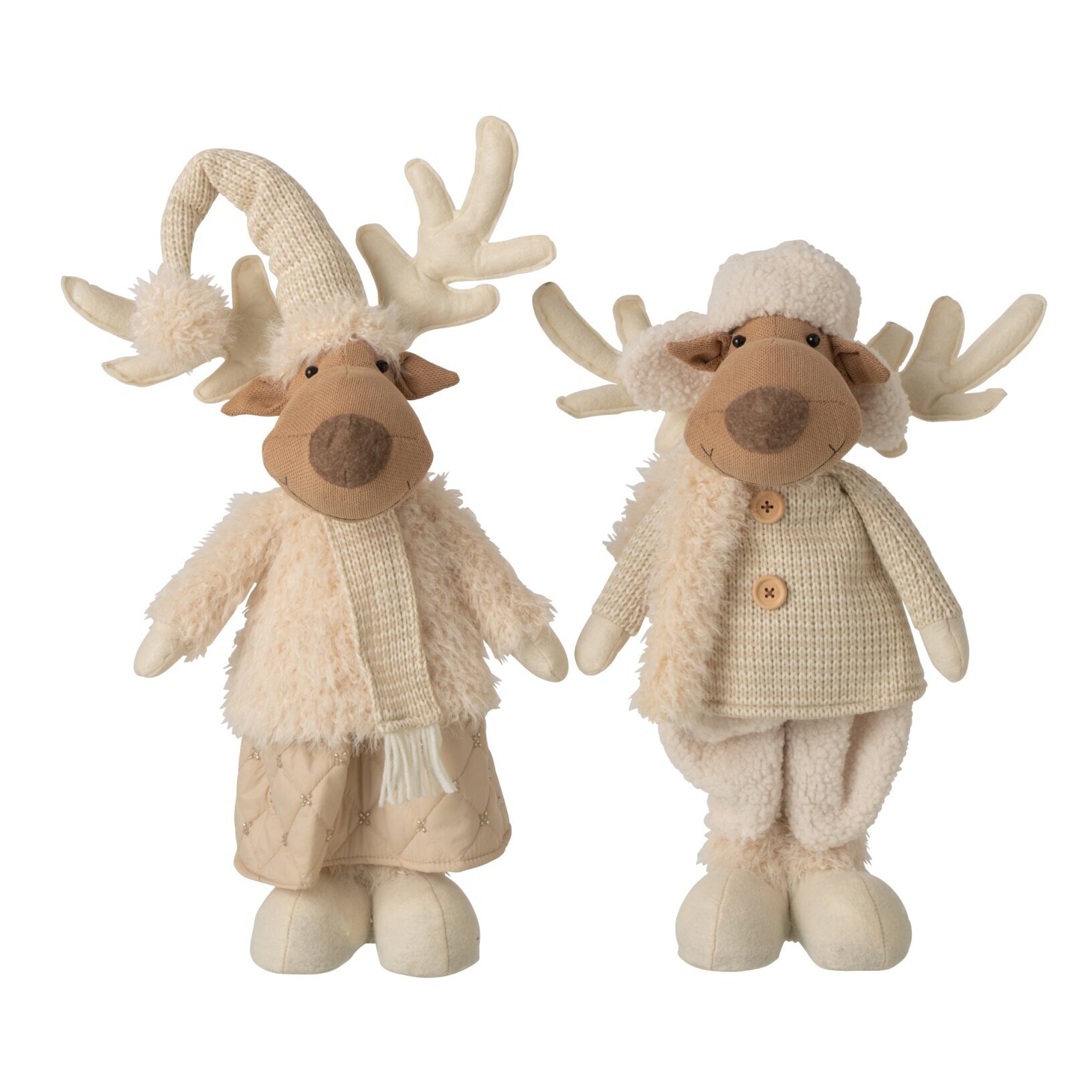 J-Line Renne télescopique - polyester - beige - assortiment de 2