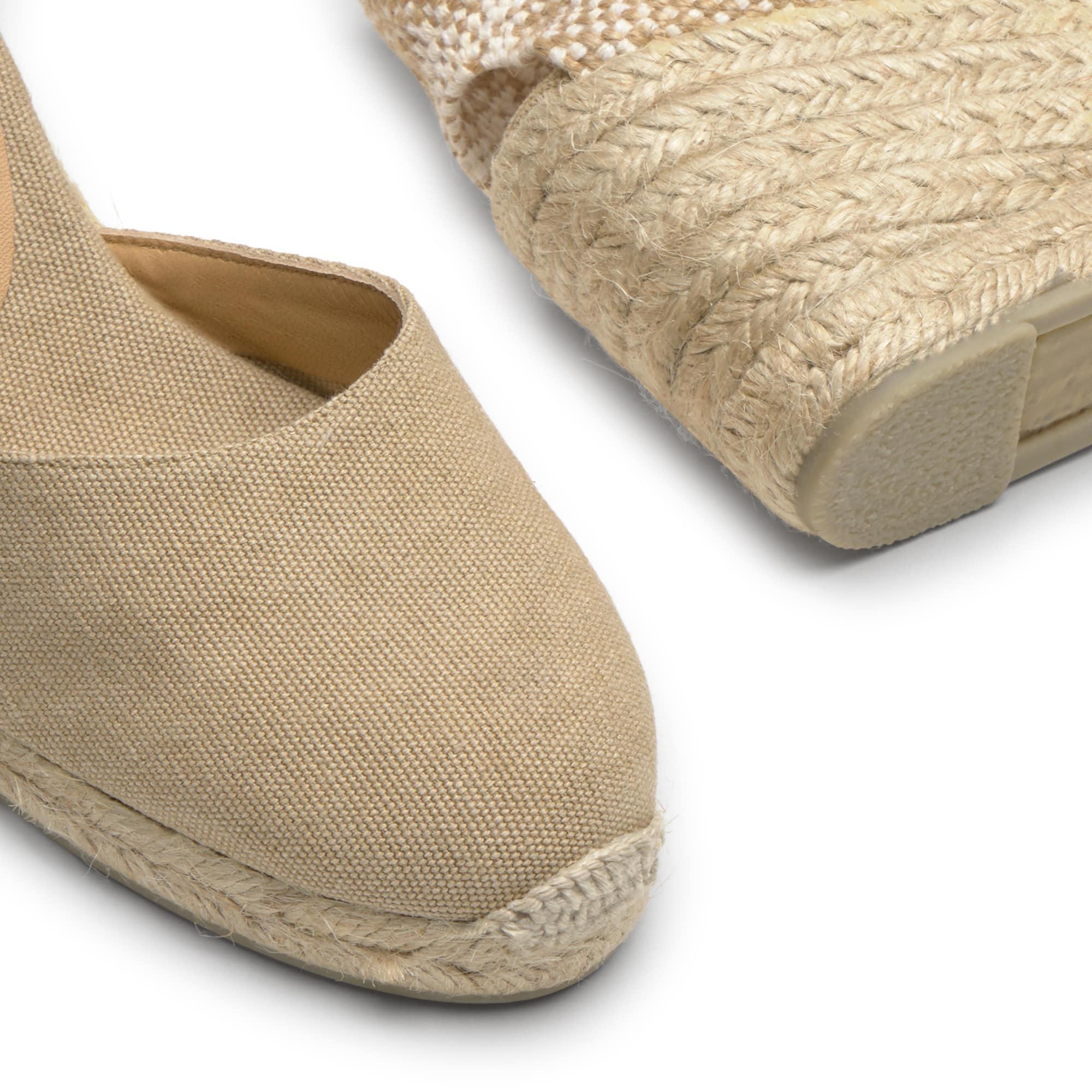 Alpargatas de cuña de mujer Carol en algodón acabado lavado, cierre lateral de pulsera con hebilla metálica