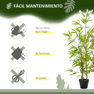 Conjunto de 2 Bambús Artificiales 120 cm Árboles Artificiales Plantas Artificiales con Maceta para Interior Exterior Hogar Salón Oficina Verde