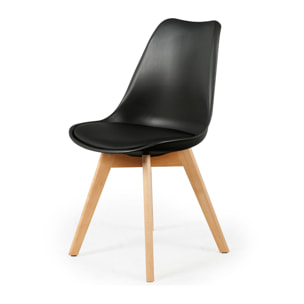 Chaise Scandinave Coque Rembourree Noire - Lot de 4