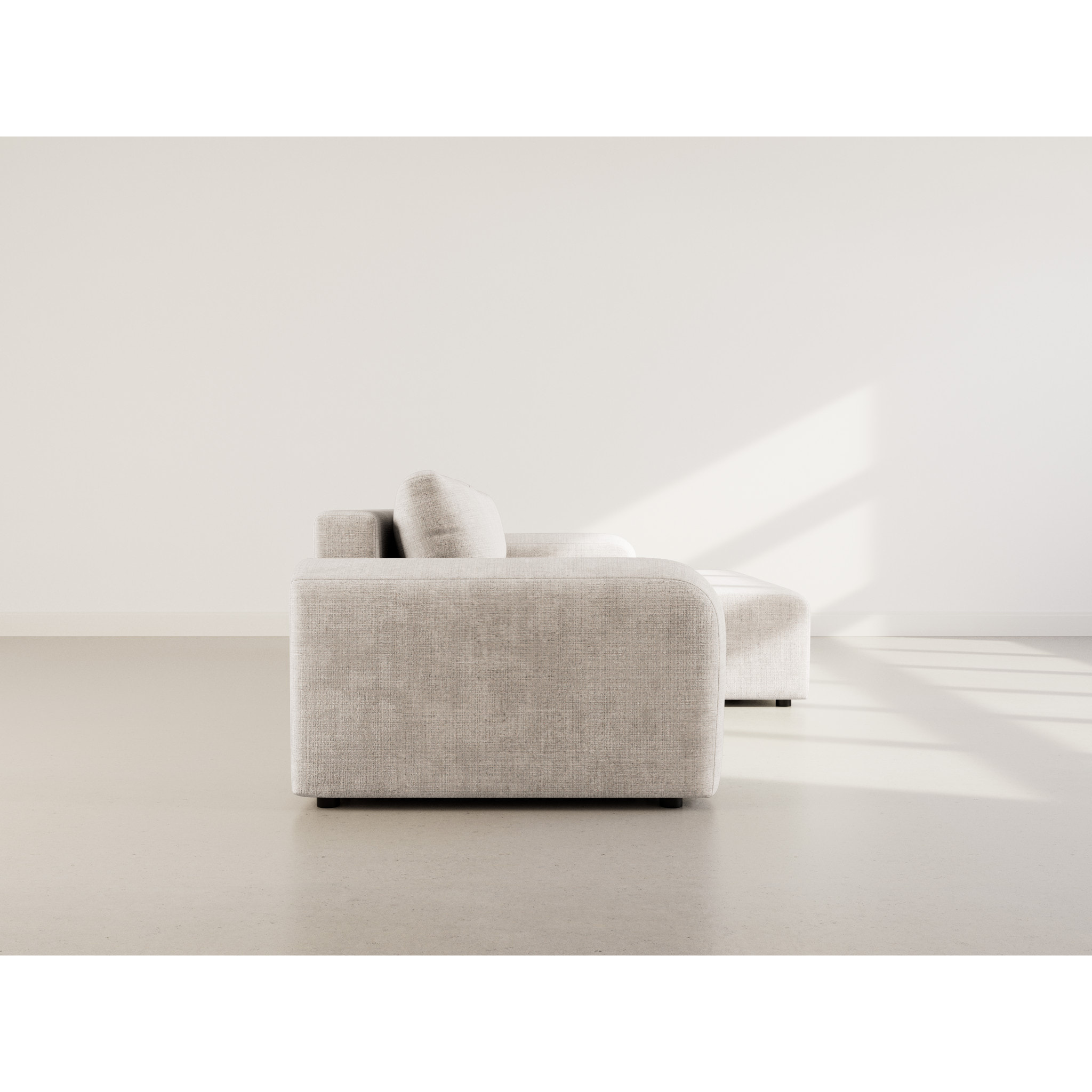 Rebecca - canapé d'angle droit 4 places convertible avec coffre en velours texturé - Beige