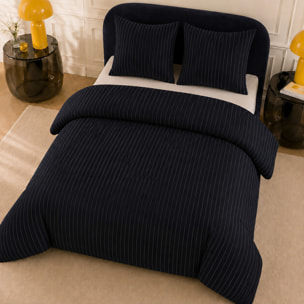 Parure housse de couette 100% percale de coton rayures verticales - LOYD