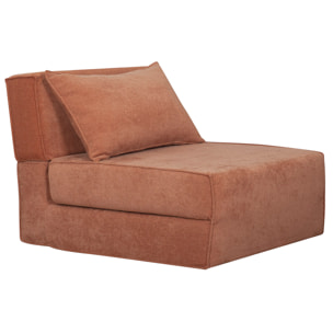 Chauffeuse 1 place convertible en tissu effet velours terracotta VICTOR