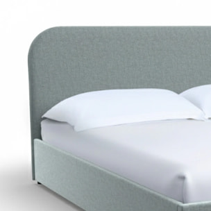 Lit double 160x200 cm avec coffre en tissu gris - Tilly