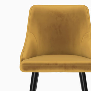 Lot de 2 chaises de bar en velours jaune curry 78 cm - Aristote