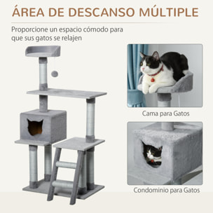 Árbol Rascador para Gatos Altura 124 cm con Plataformas Escalera Cueva y Postes