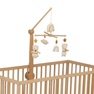 Mobile musical en bois avec jouets en coton