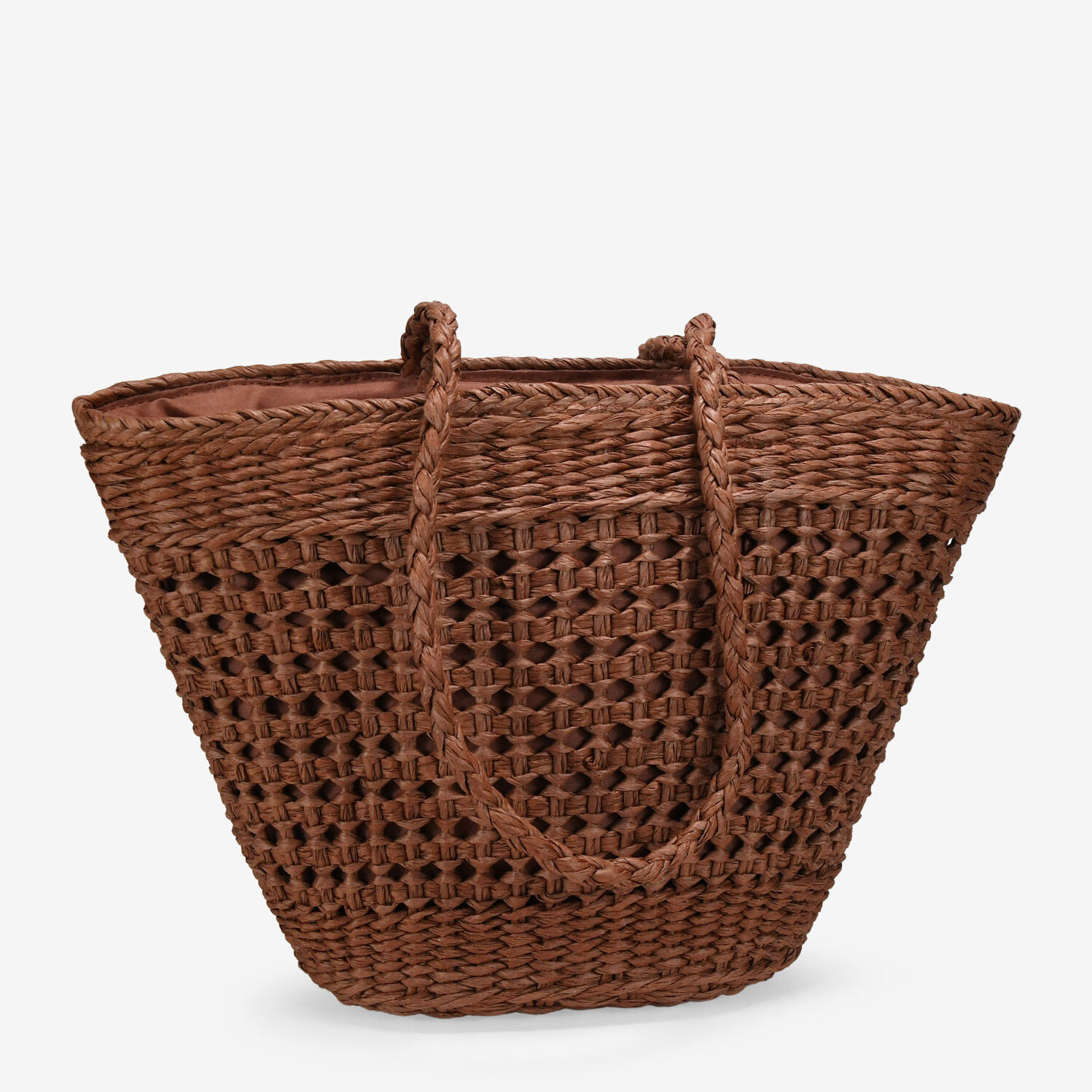Bolso capazo marrón de rafia trenzada