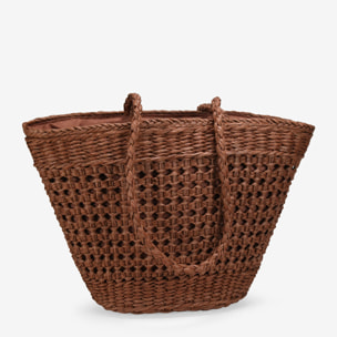 Bolso capazo marrón de rafia trenzada