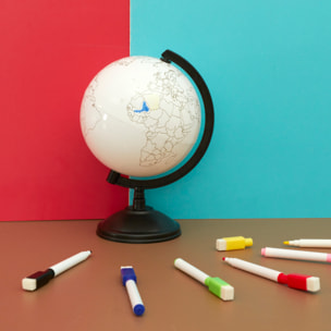 GLOBE ROTATIF A PERSONNALISER ET FEUTRES 22CM2