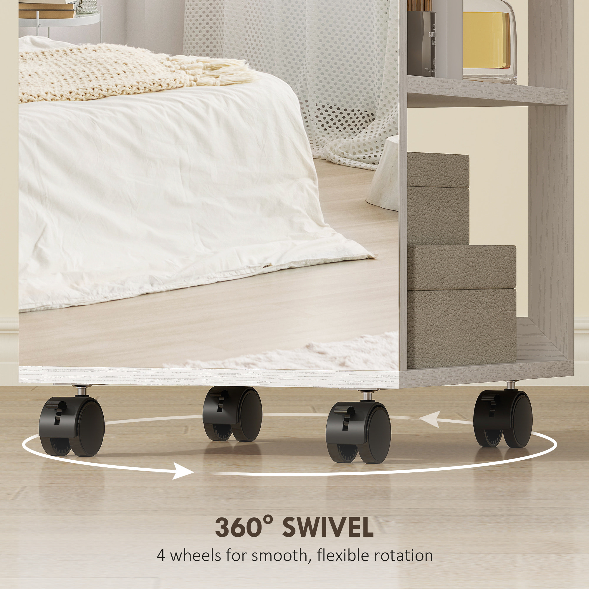 Armoire à bijoux LED miroir penderie multi-rangement 3 en 1 dim. 40 x 37 x 165 cm effet bois blanc