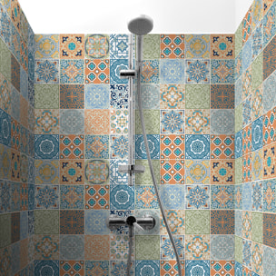 Stickers muraux - Sticker Mural Carrelage adhésif Cuisine Salle de Bain - 30 STICKERS CARREAUX DE CIMENT AZULEJOS RUDINIO