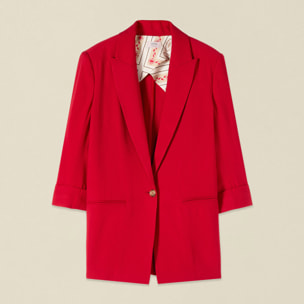 Oltre - Blazer mezcla viscosa mangas de tres cuartos - Rojo