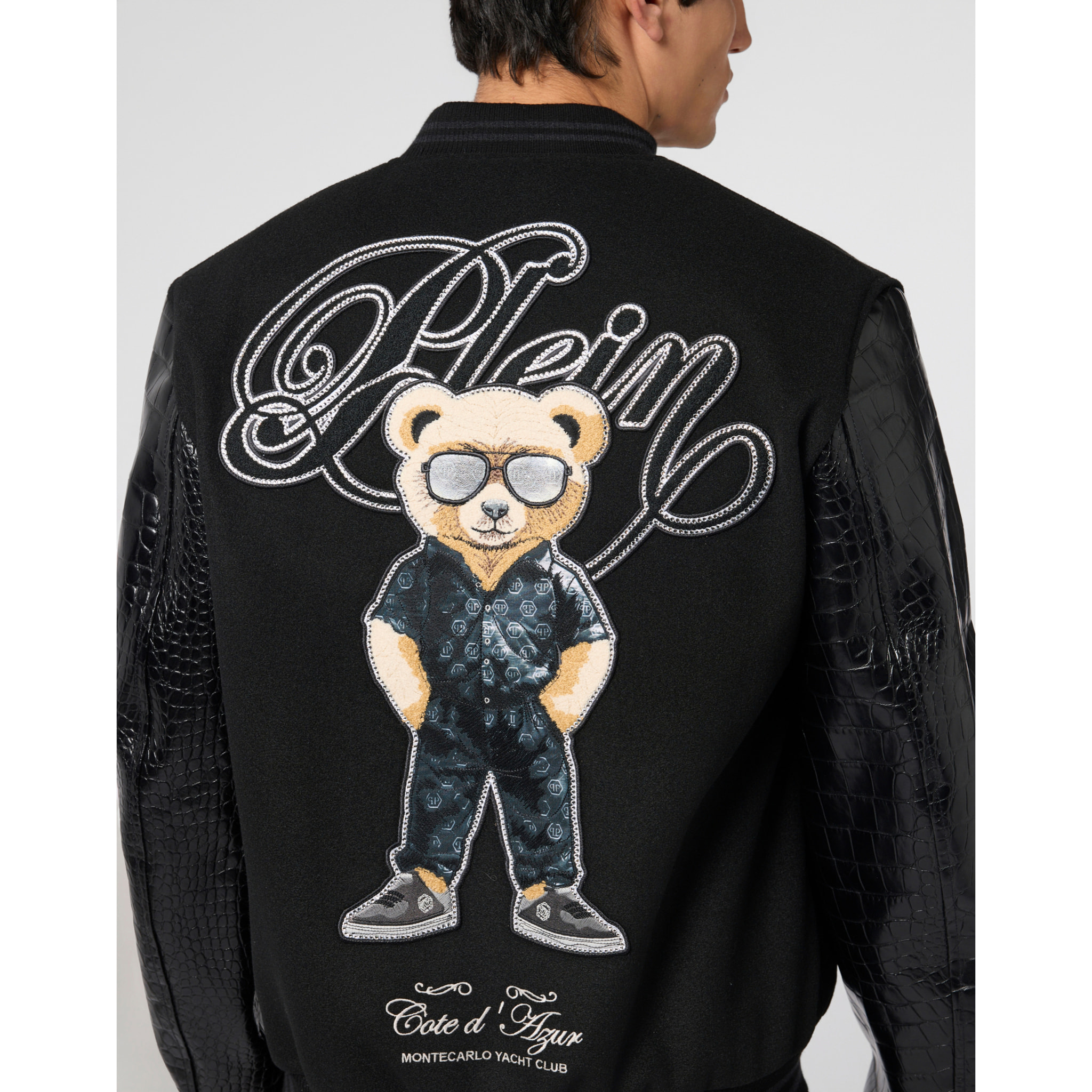 PHILIPP PLEIN Varsity Bomber Jacket Teddy Racer