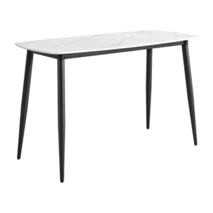 Table haute 140 x 70 cm en céramique marbrée avec pieds en métal - TREIVE