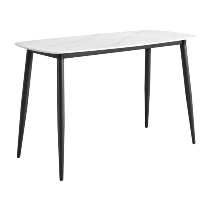 Table haute 140 x 70 cm en céramique marbrée avec pieds en métal - TREIVE