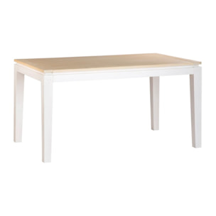 Table à manger extensible Vilna -bois massif de mindi et placage d'acacia-couleur blanc bergen/naturel 150 x 78 x 90 cm