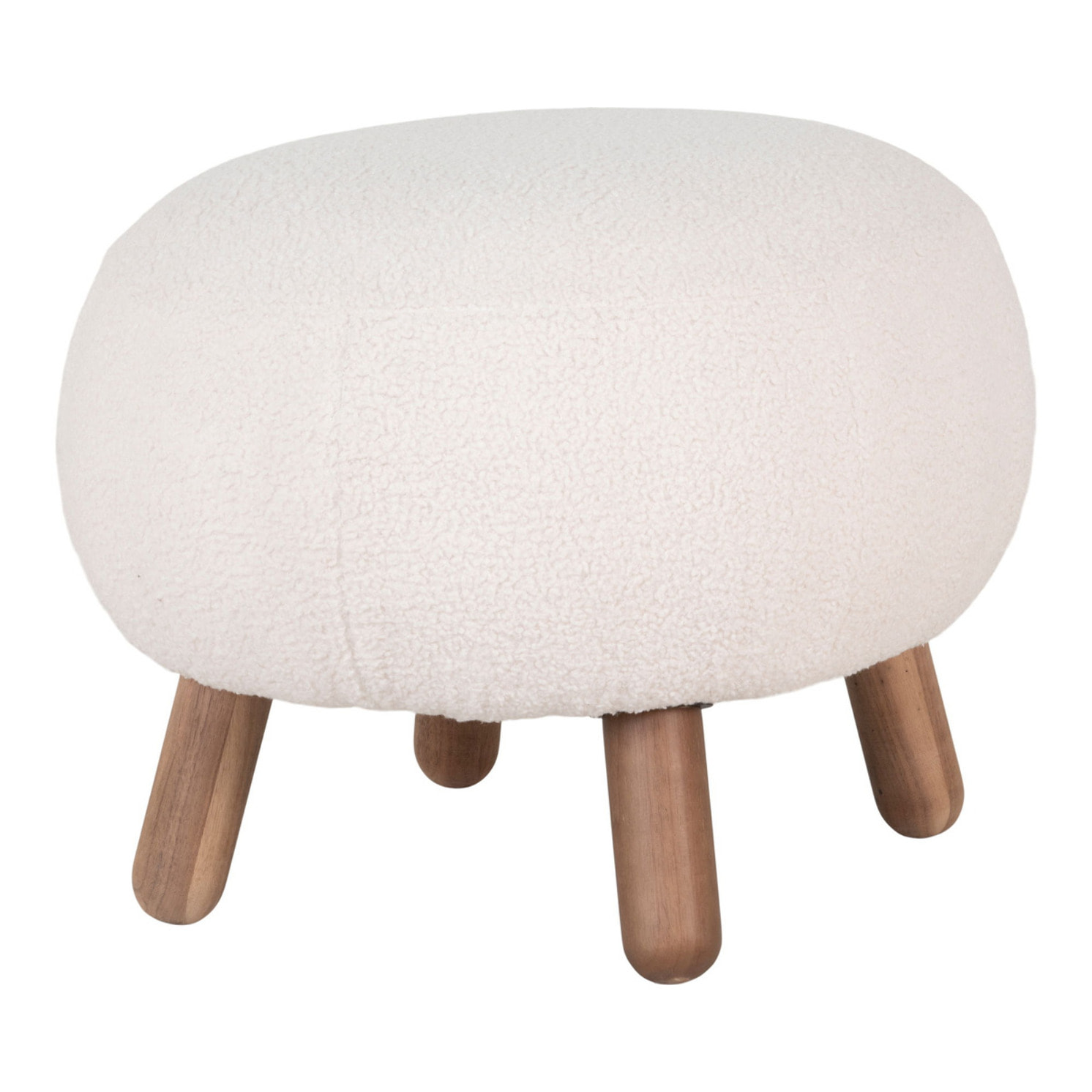 Poggiapiedi Savona in pelliccia sintetica bianca con gambe effetto noce, 56×47 cm