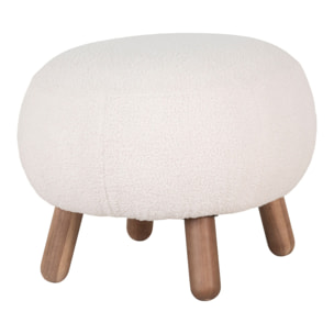 Poggiapiedi Savona in pelliccia sintetica bianca con gambe effetto noce, 56×47 cm