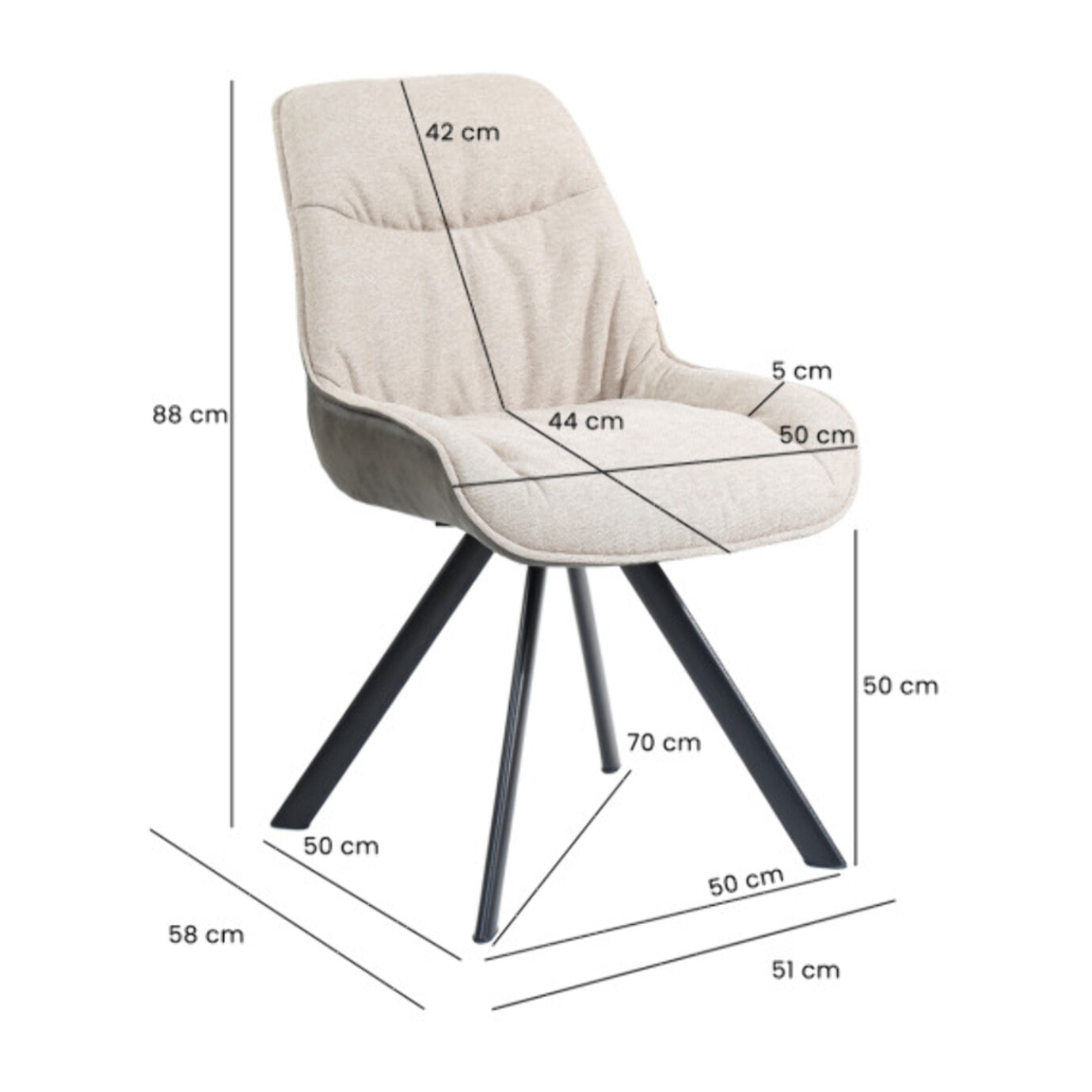 Chaise pivotante écru 180° design moderne et confortable - GABIN