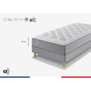 Ensemble INITIAL matelas H23 ressort ensachés, ferme, sommier