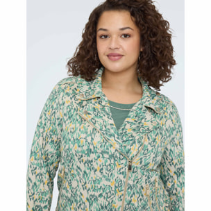 Fiorella Rubino - Giacca biker in tessuto soft touch stampato - Verde