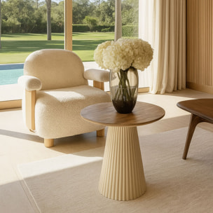 Table d'appoint en bois de manguier et pieds en métal écru FJORD