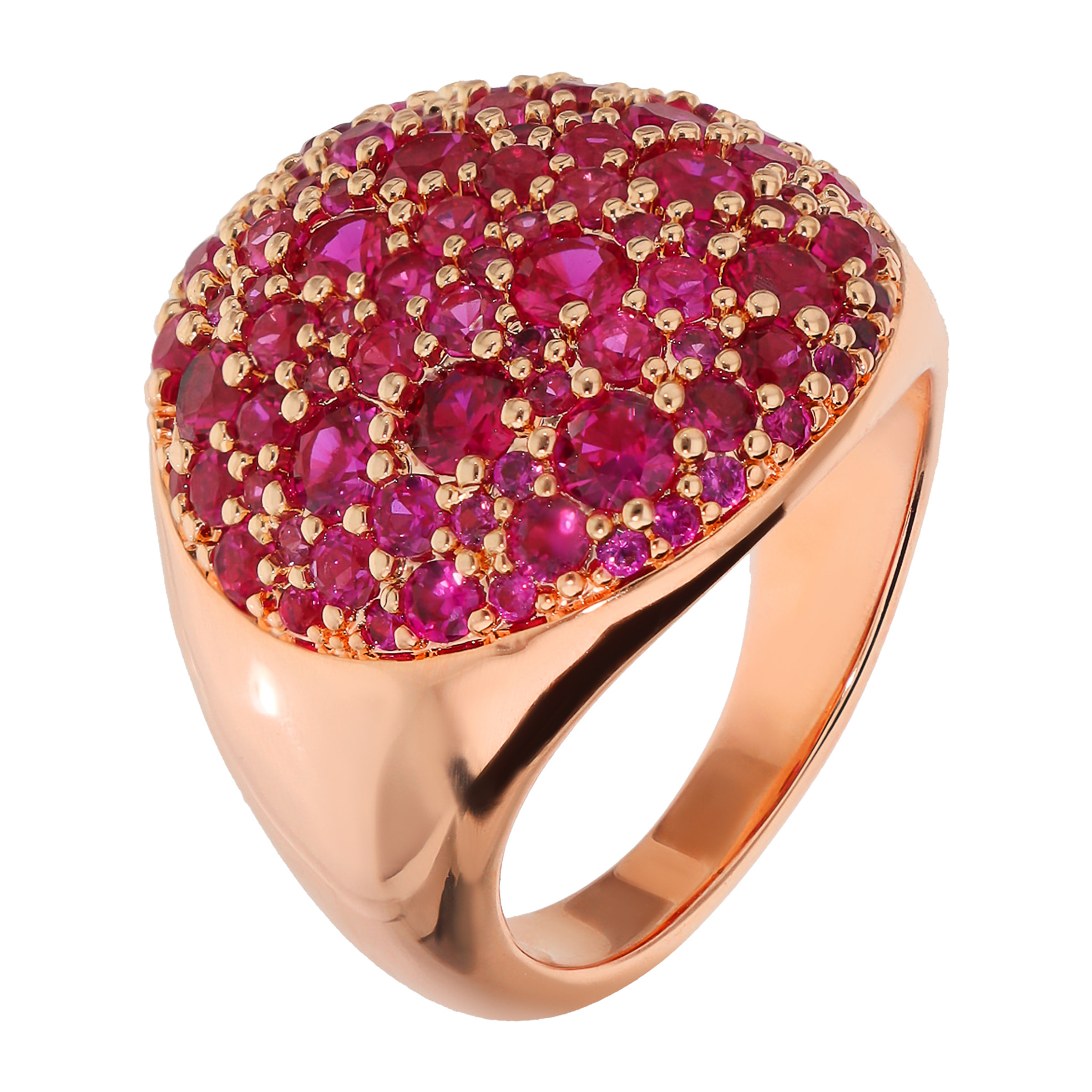 Anello Chevalier con Tondo Pavé in Cubic Zirconia Fucsia