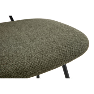 Chaises design en tissu vert kaki et métal noir (lot de 2) BARNET