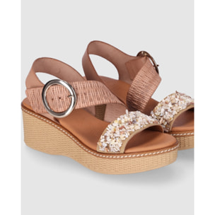 Sandalias de Piel - Beig - Tacón: 5 cm