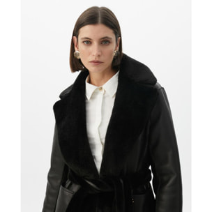 Cappotto lungo in piume nero